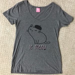 Jenni Tops - Le Meow Grey V-neck T-shirt Jenni Tops - Le Meow Grey V-neck T-shirt